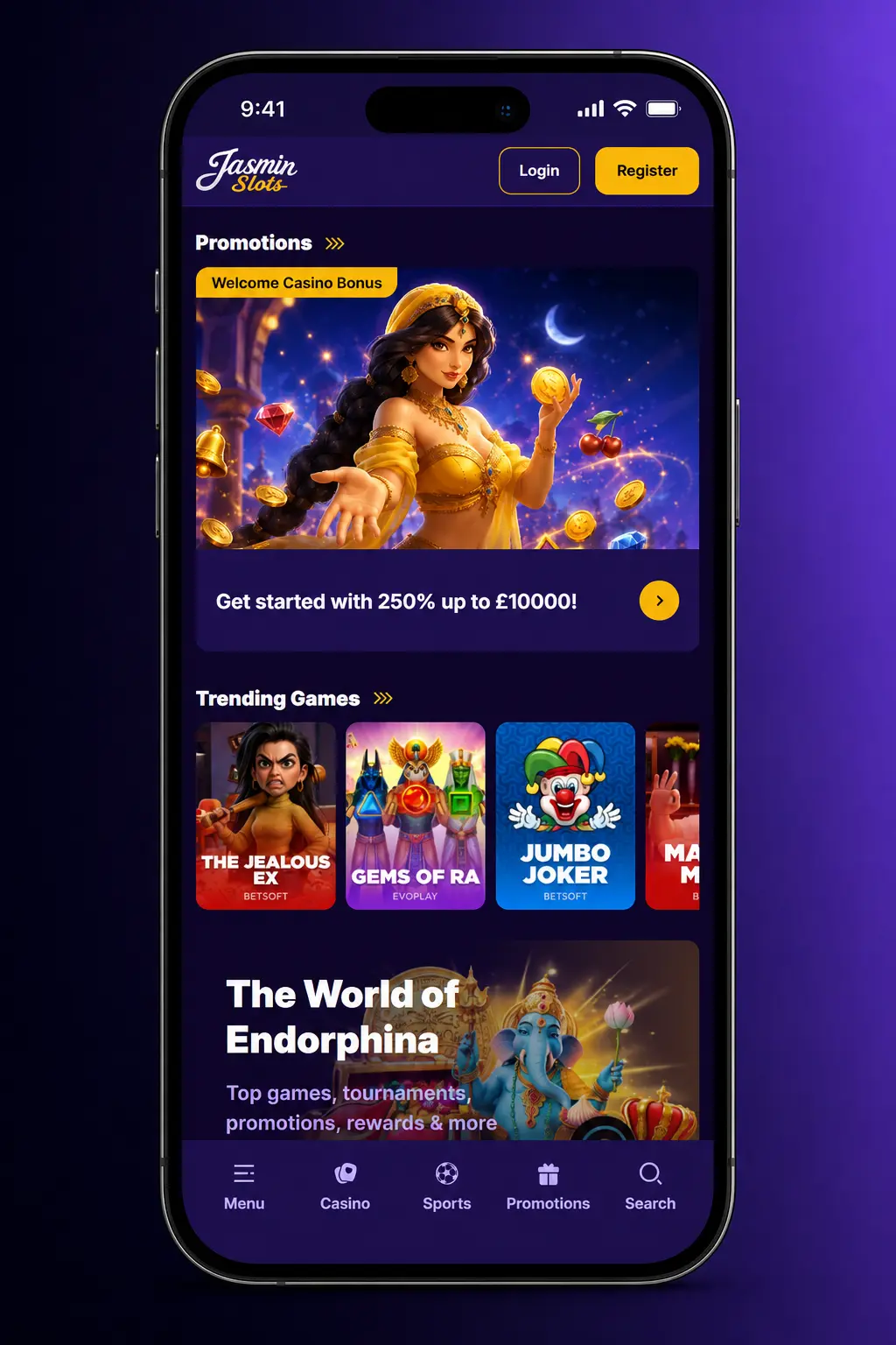 Jasmin Slots app withdrawal process on mobile showing cashier section with payout options for UK players