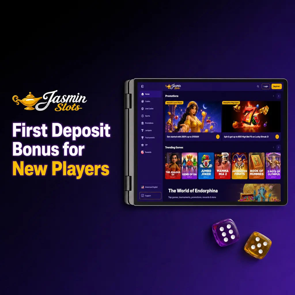 Jasmin Slots 250% first deposit welcome bonus for new UK players, up to £10,000 in bonus funds