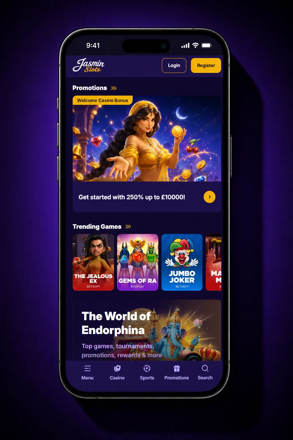 Jasmin Slots bonus activation steps showing registration, deposit, and automatic credit process for UK players