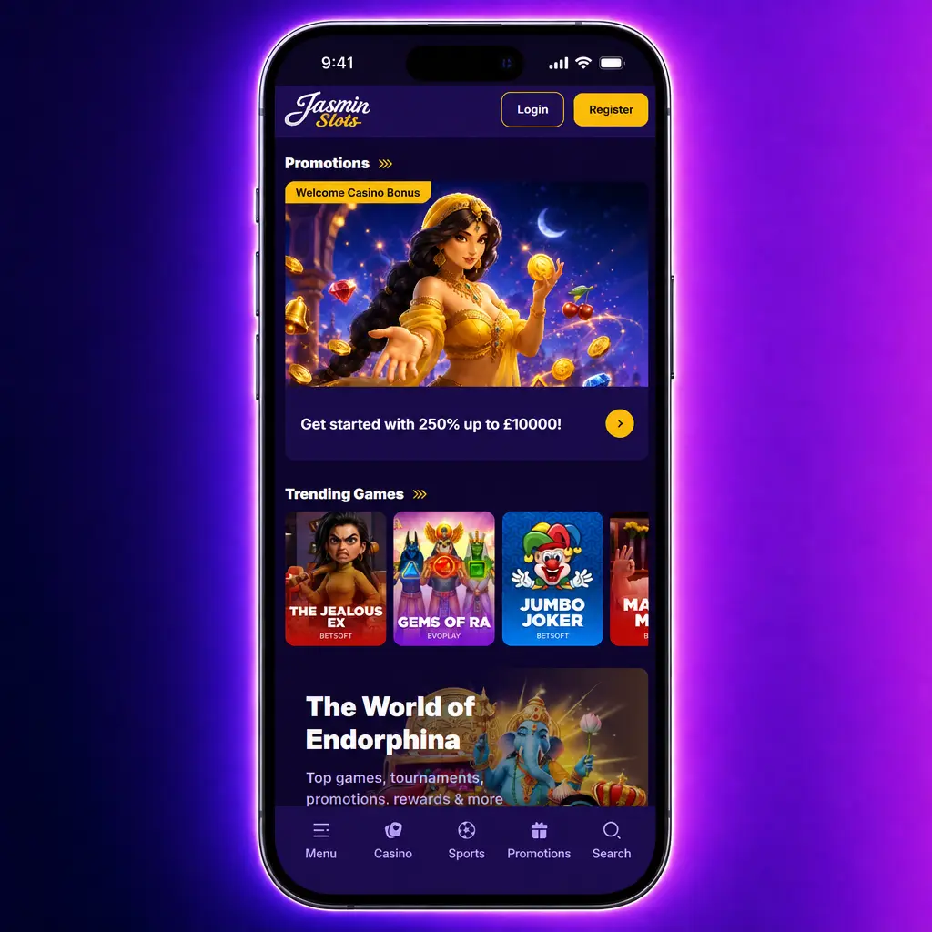 Jasmin Slots welcome bonus claim process shown in four simple steps with no promo code required