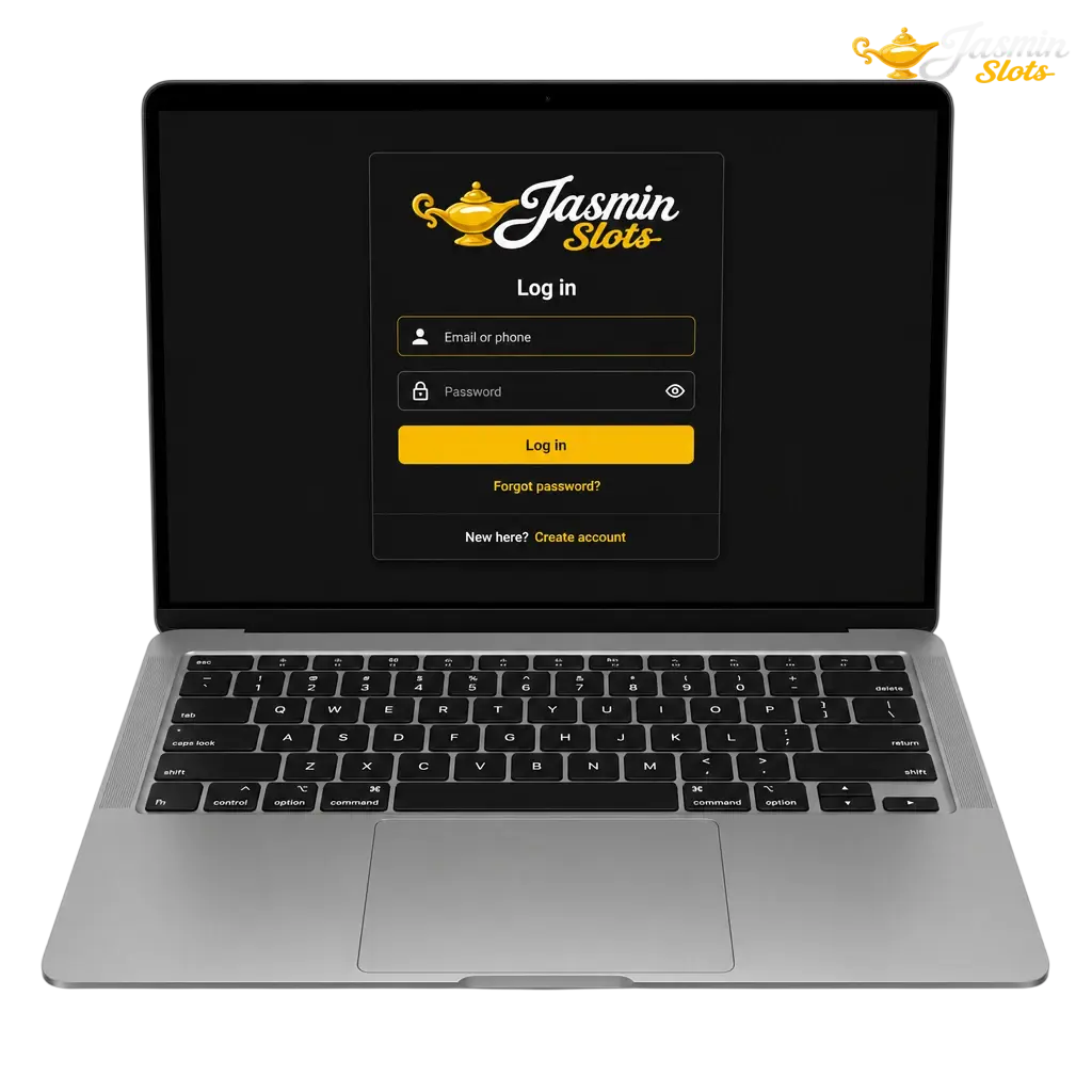 Jasmin Slots login page on mobile and desktop showing secure account access for casino and sports betting