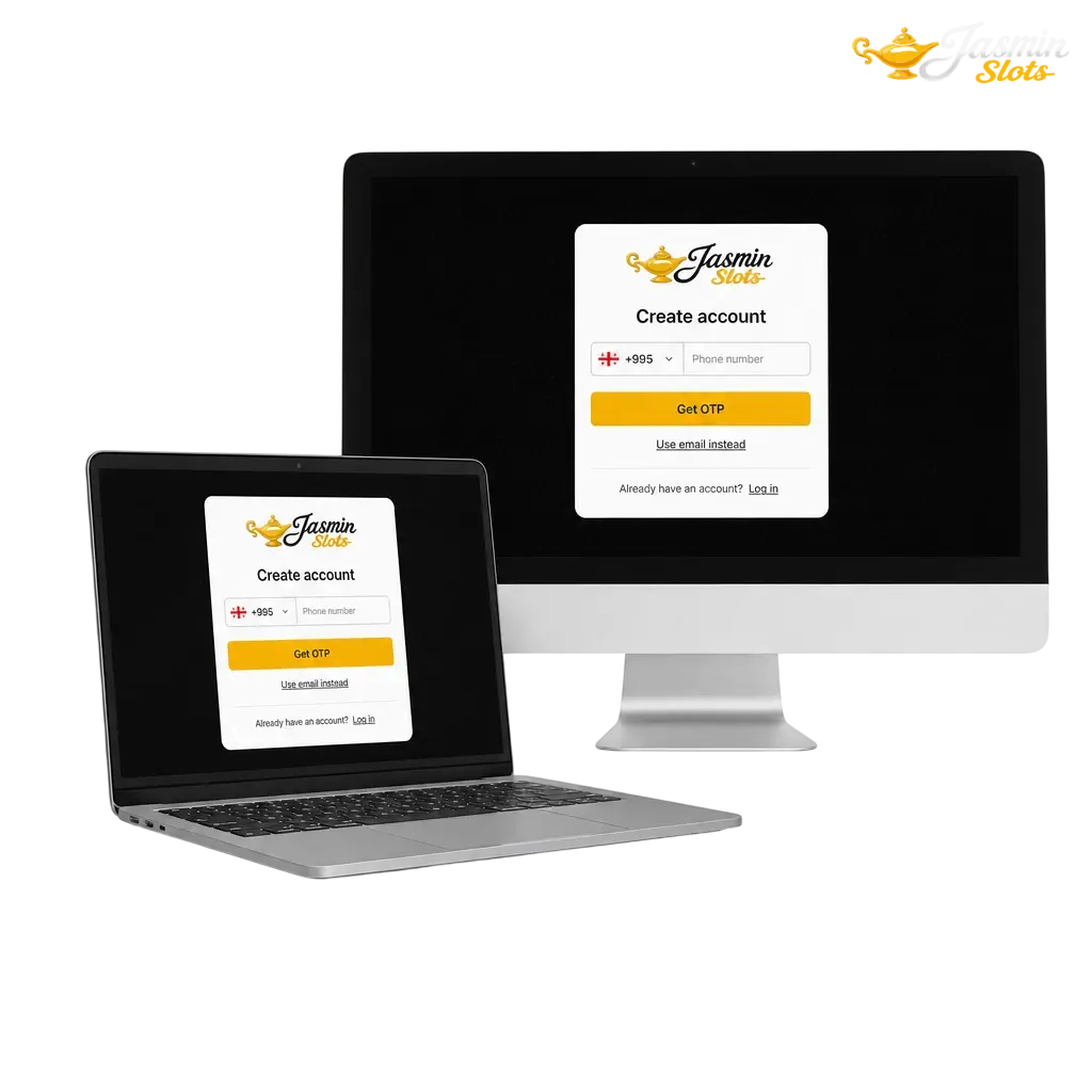 Jasmin Slots registration and login page for UK players offering secure real-money casino gaming and sports betting